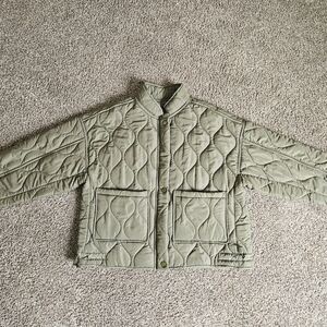 Lucky Brand Womens Large Olive Green Down Puffer Full Zip Jacket READ DESC